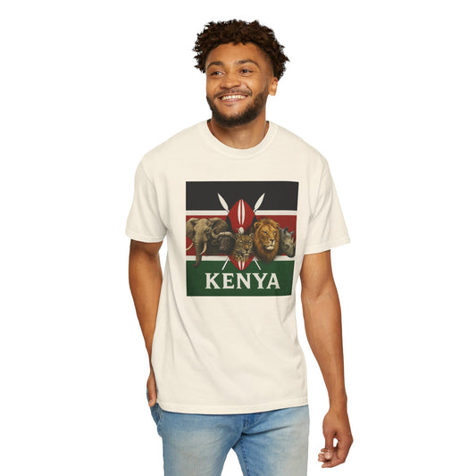 Unisex T-shirt with Kenyan Flag and Big Five Design