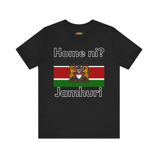 Bella+Canvas 3001 Unisex T-Shirt - Kenyan Flag - "Home ni Jamhuri"