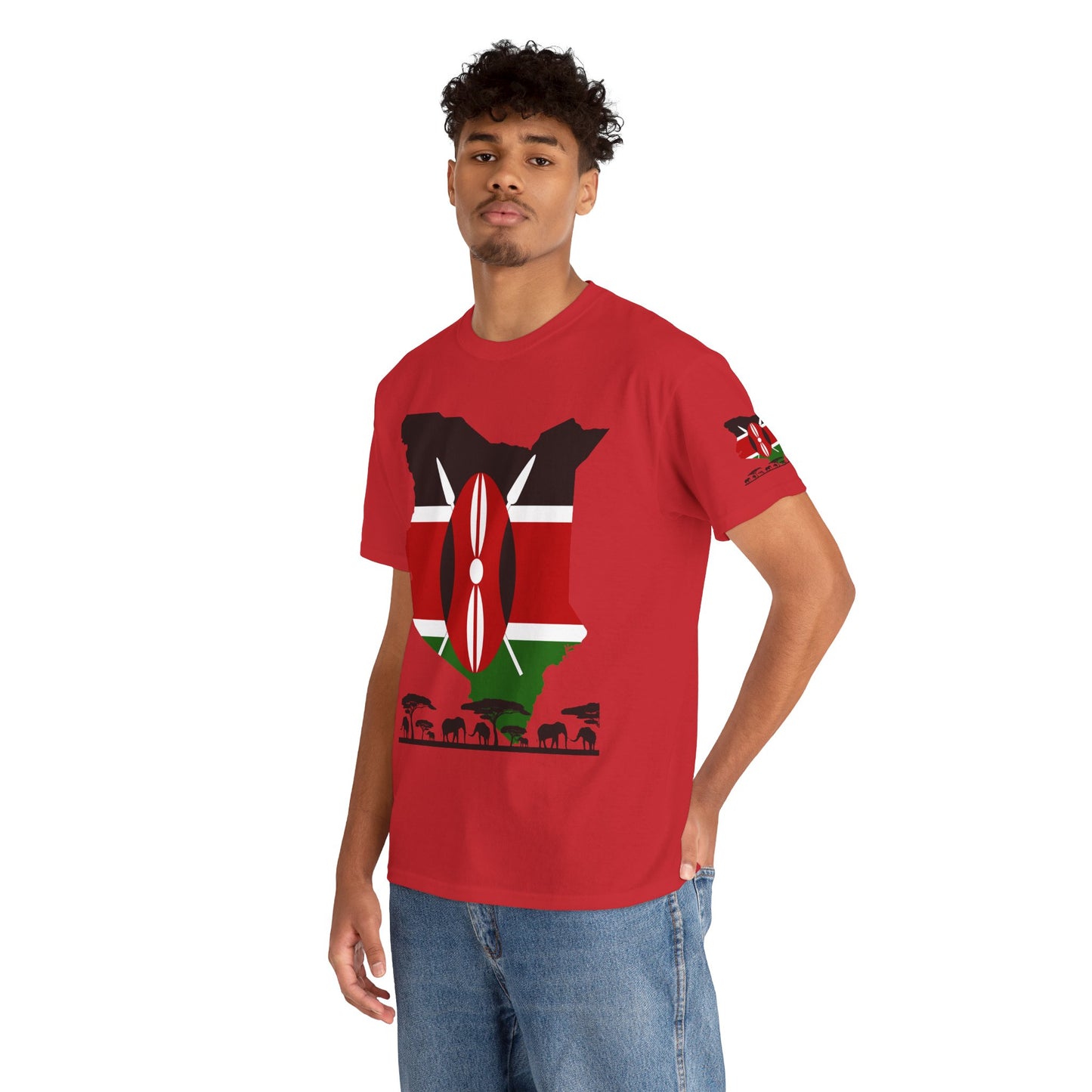 Gildan 5000 Unisex T-Shirt - Kenyan Flag Map