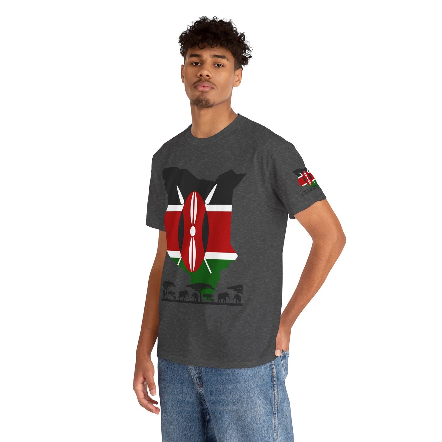 Gildan 5000 Unisex T-Shirt - Kenyan Flag Map