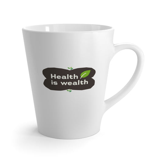 Health is Wealth Latte Mug - Motivational Coffee Cup for Wellness Enthusiasts