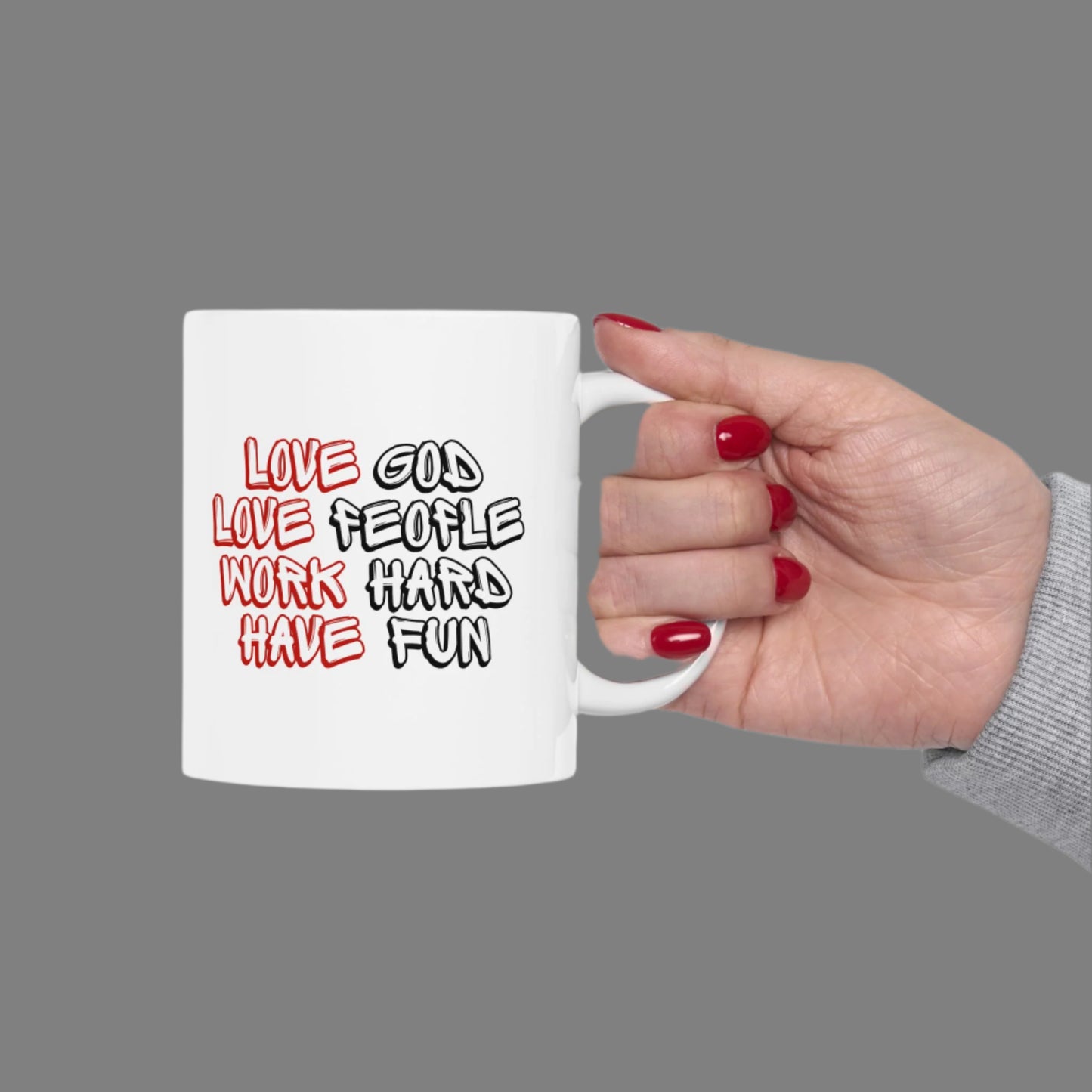 Love, Laugh, and Have Fun Ceramic Mug - Perfect Gift for Friends, Family, Birthdays, Holidays, Coffee Lovers