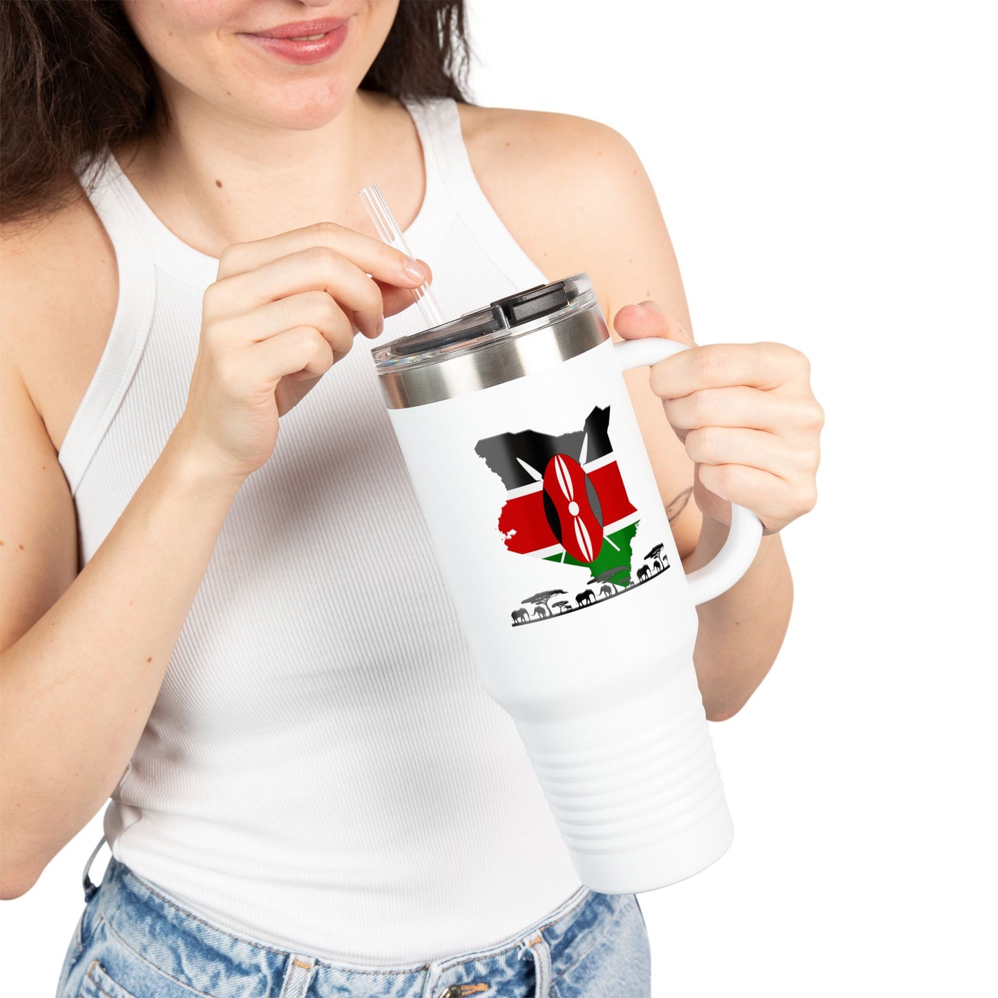 40oz Insulated Stainless Steel Travel Mug with Handle