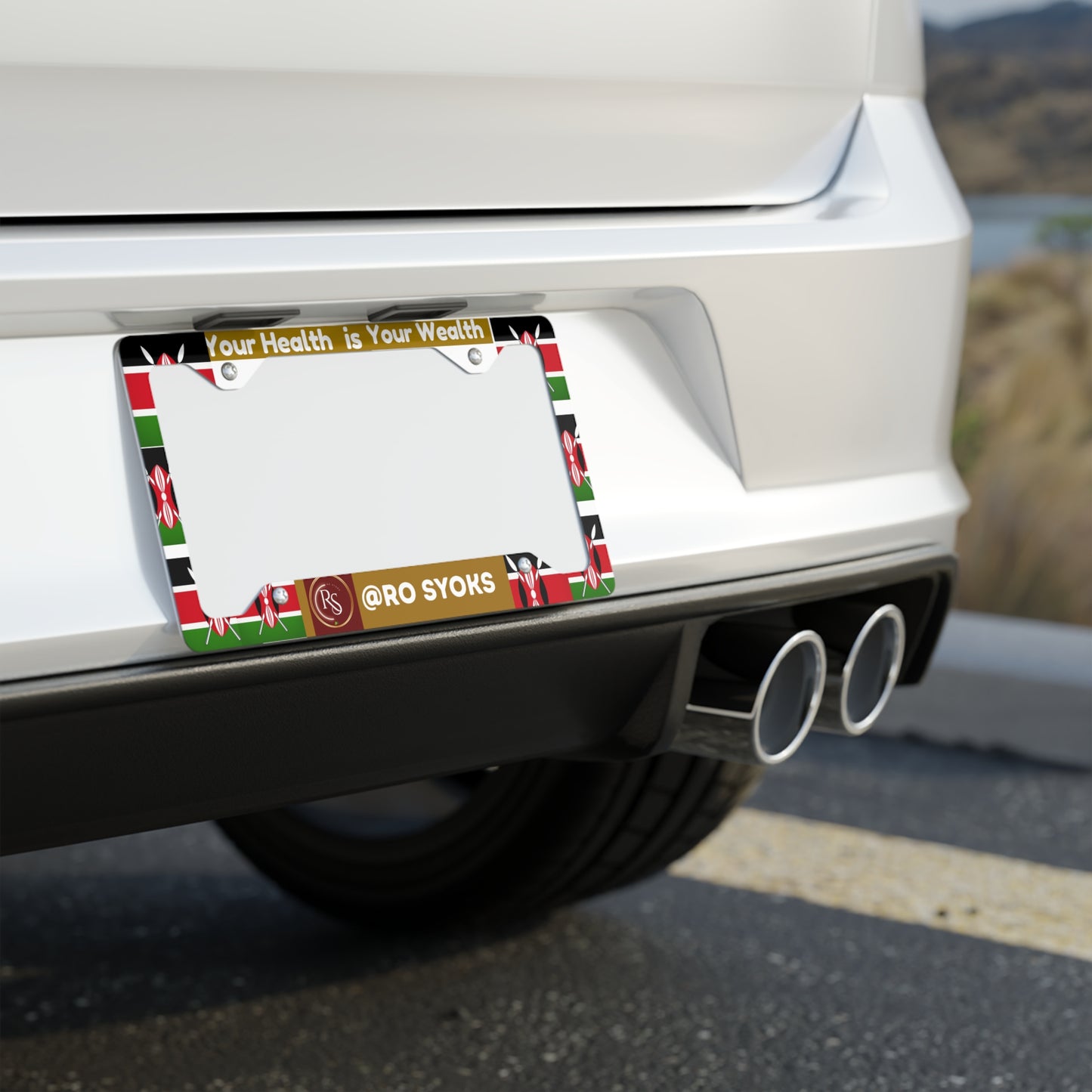 GMC Compliant Version Title: Custom Aluminum License Plate Frame - White