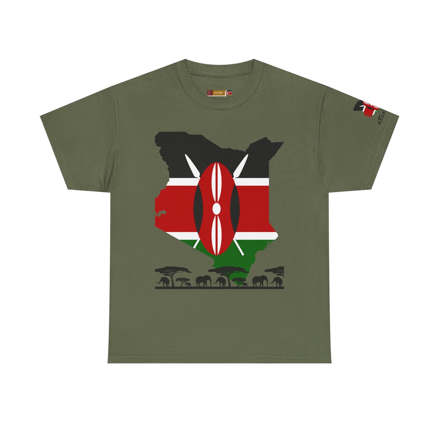 Gildan 5000 Unisex T-Shirt - Kenyan Flag Map
