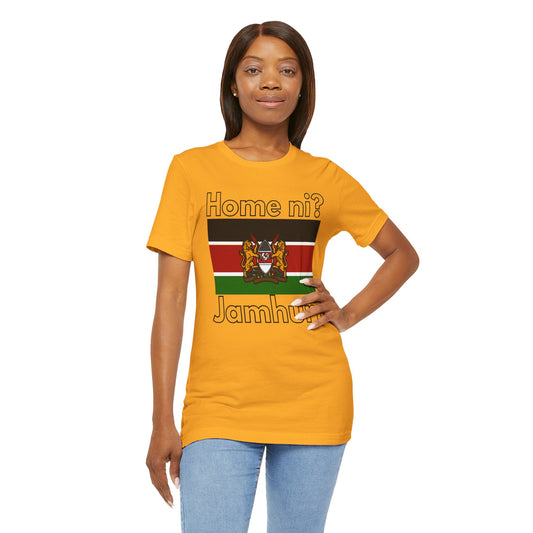 Bella+Canvas 3001 Unisex T-Shirt - Kenyan Flag - "Home ni Jamhuri"