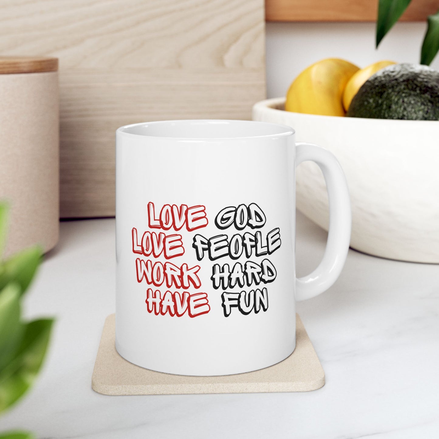 Love, Laugh, and Have Fun Ceramic Mug - Perfect Gift for Friends, Family, Birthdays, Holidays, Coffee Lovers