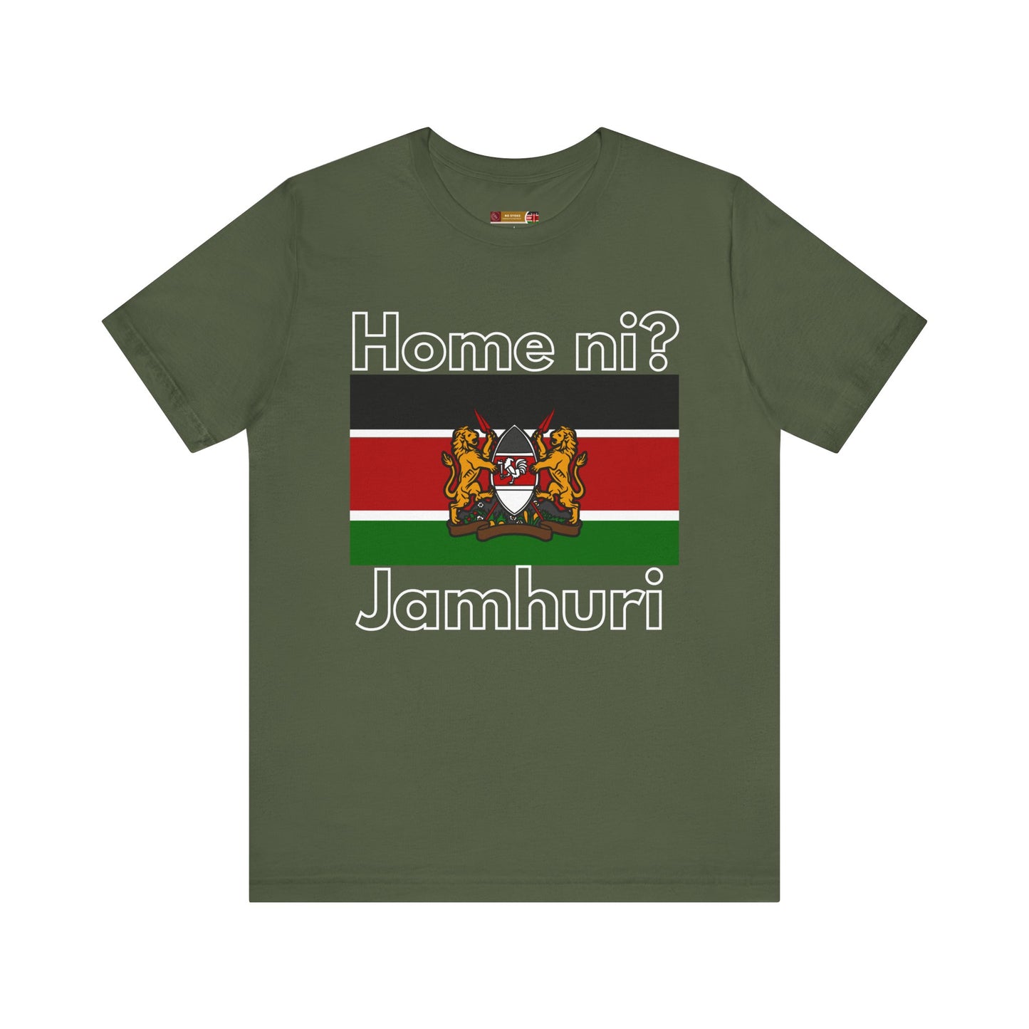 Bella+Canvas 3001 Unisex T-Shirt - Kenyan Flag - "Home ni Jamhuri"